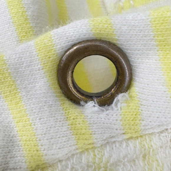 Pilcro Anthropologie Yellow Striped Grommet V-Neck Pullover Top Size S - Picture 7 of 11